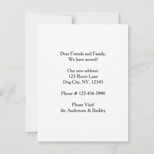 Zuhause Wir haben den Hund bewegt Ankündigung (Rückseite)