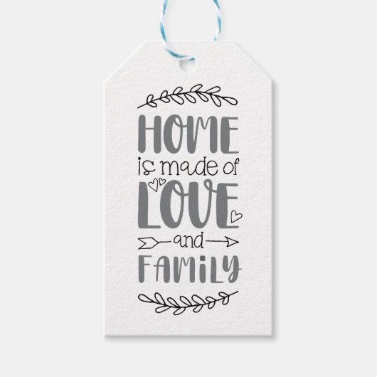 Zuhause wird aus Liebe und Familie Niedliche Liebe Geschenkanhänger (Vorderseite)