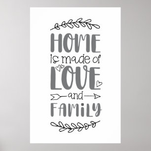 Zuhause wird aus Liebe und Familie Niedliche Liebe Poster