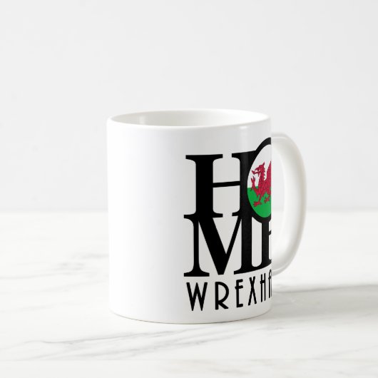 ZUHAUSE Wrexham Wales 11oz Kaffeetasse (VorderseiteRechts)