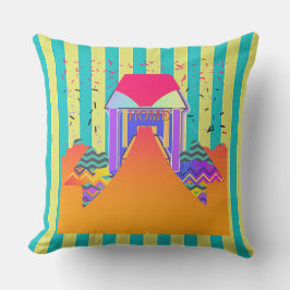 Zuhause Yellow Aqua Strip Kissen