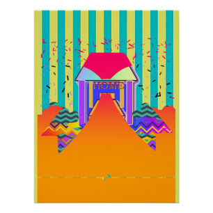 ZUHAUSE Yellow Aqua Strip Poster