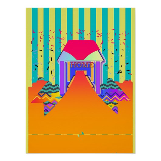 ZUHAUSE Yellow Aqua Strip Poster (Vorderseite)