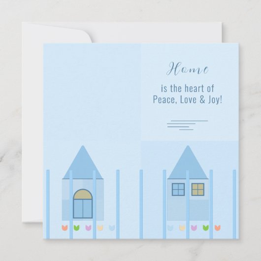 Zuhause, Zaun und farbenfrohe Tulips Blaues Party  Ankündigung (Vorderseite)