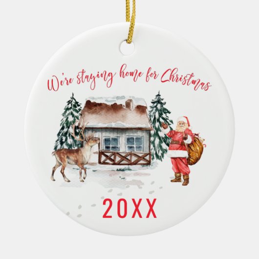 Zuhause zu Weihnachten | Funny 2020 Keramik Ornament (Vorne)