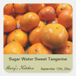 Zuhause zuckerhaltiges Wasser Süßwasser Mandarine Quadratischer Aufkleber
