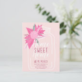 Zuhause Zuhause Rosa Blumenjammer in Bewegung Ankündigungspostkarte (Stehend Vorderseite)