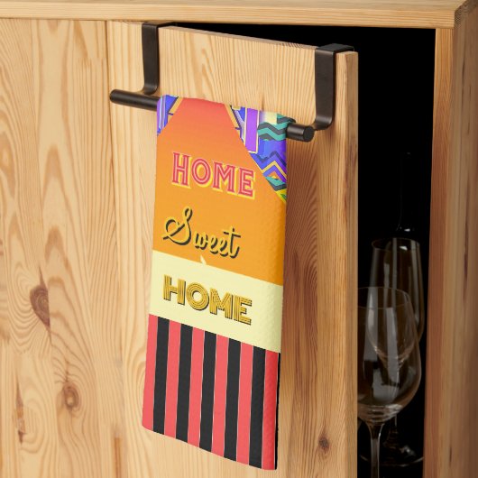 Zuhause, Zuhause Sweet Zuhause, gelb Geschirrtuch (Drittel gefaltet)