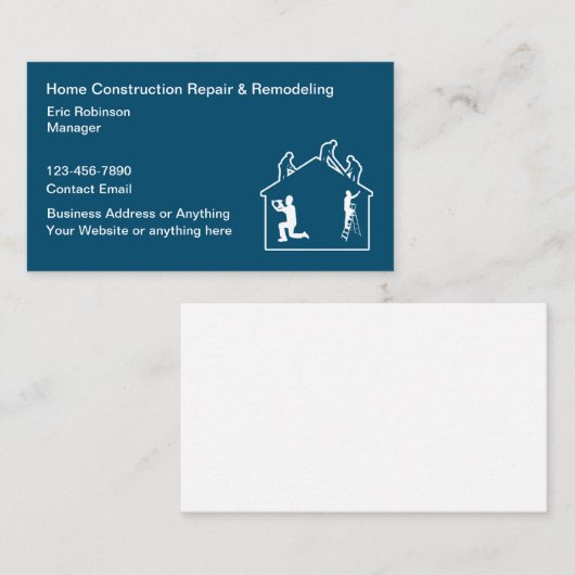 Zuhause zum Umbauen von Dienstleistungen Visitenkarte (Vorne/Hinten)