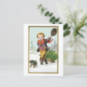 Zuhause zum Weihnachtsbaum bringen Feiertagspostkarte (Stehend Vorderseite)