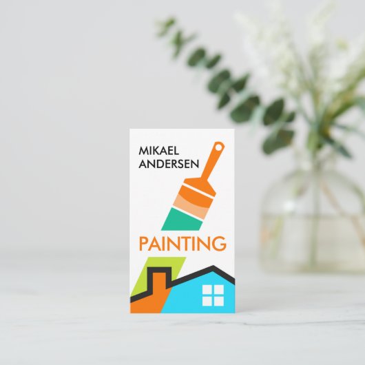 Zuhause zum Zeichnen von Pinselstrichen Visitenkarte (Stehend Vorderseite)