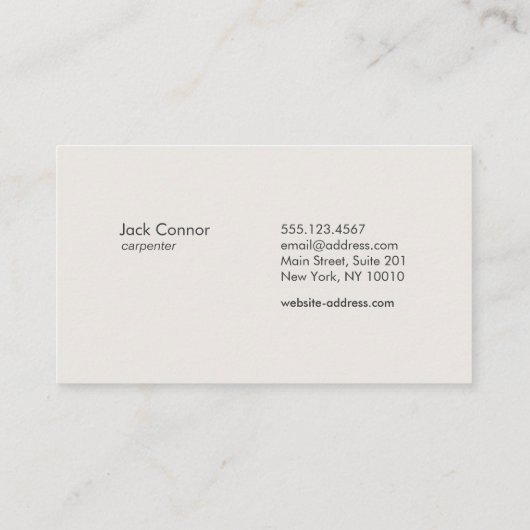 Zuhause zur Verbesserung von Carpenter Hammer und Visitenkarte (Rückseite)