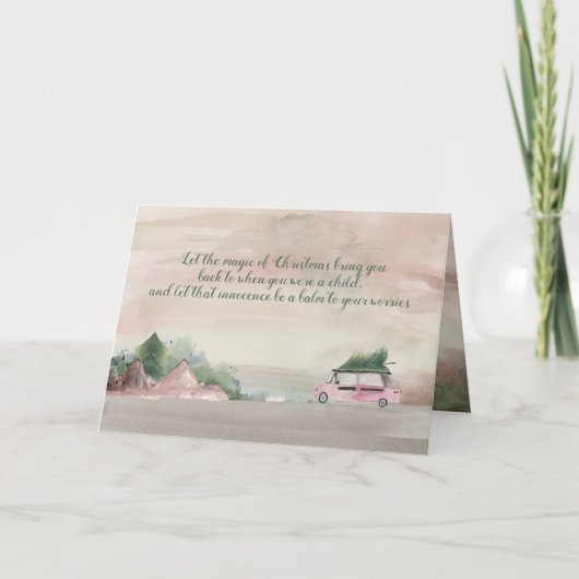 Zuhause zur Weihnachtslandschaft des Baumes Karte (Vorderseite)