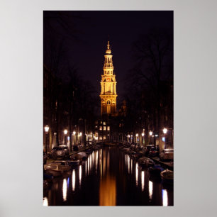 Zuiderkerk in Amsterdam die Niederlande nachts Poster