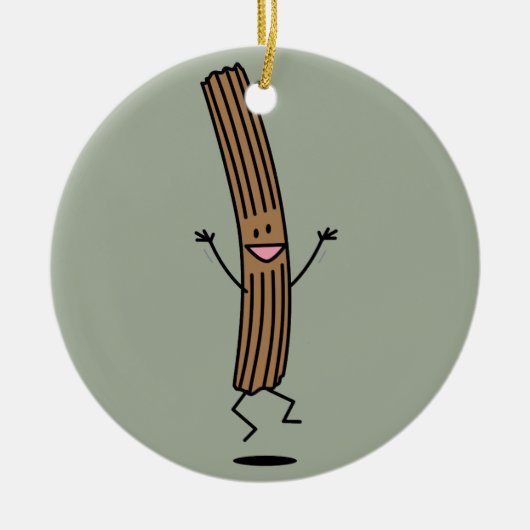 Zujubelndes springendes Churro Keramik Ornament (Vorne)