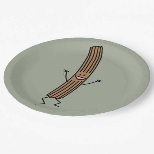 Zujubelndes springendes Churro Pappteller (Schrägansicht)
