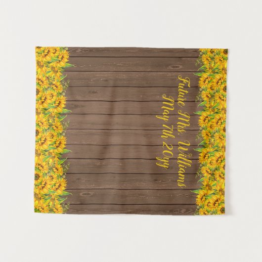 Zukunft Brautparty Rustic Sonnenblumen Hintergrund Wandteppich (Vorderseite (Horizontal))