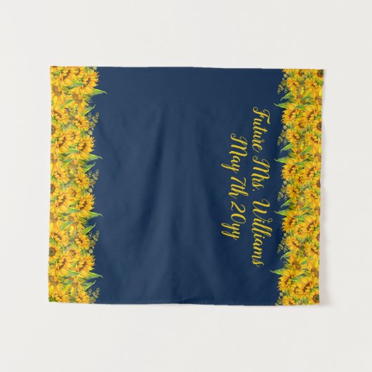 Zukunft Brautparty von Frau Navy & Sunflower Wandteppich (Vorderseite (Horizontal))