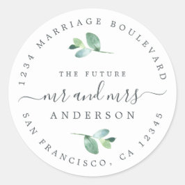 Zukunft Frau Foliage Wedding Rücksendeadresse Runder Aufkleber