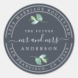 Zukunft Frau Foliage Wedding Rücksendeadresse Runder Aufkleber