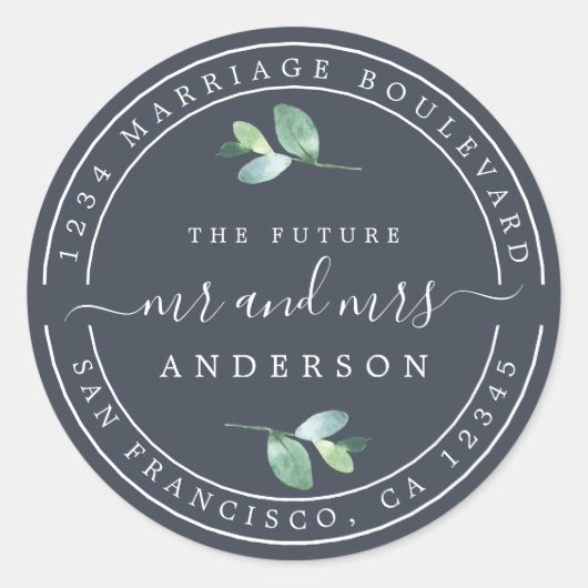 Zukunft Frau Foliage Wedding Rücksendeadresse Runder Aufkleber (Vorderseite)