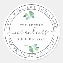 Zukunft Frau Foliage Wedding Rücksendeadresse Runder Aufkleber