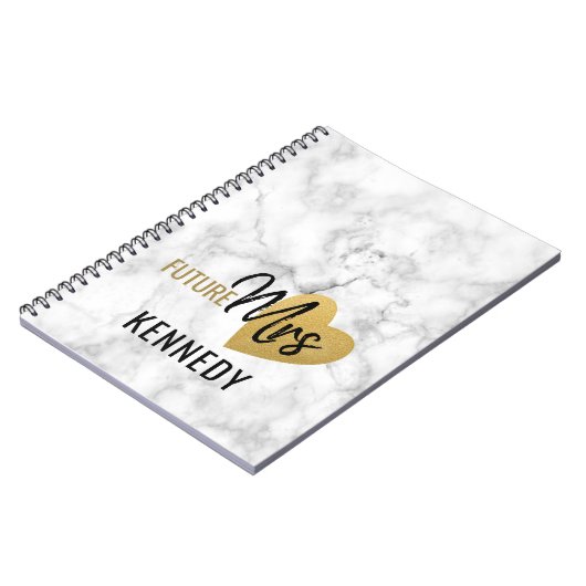 Zukunft Frau Gold Herz und Marmor Notizblock (Linke Seite)