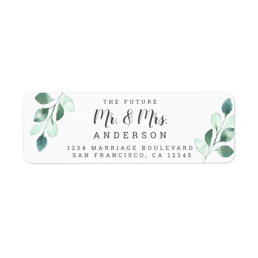 Zukunft Frau Green Foliage Wedding Rücksendeadress (Vorne)