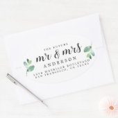 Zukunft Frau Green Foliage Wedding Rücksendeadress Ovaler Aufkleber (Umschlag)