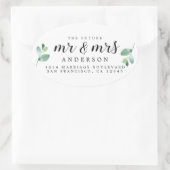 Zukunft Frau Green Foliage Wedding Rücksendeadress Ovaler Aufkleber (Tasche)