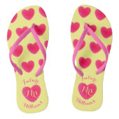 Zukunft Frau Heart Pattern Pink und Gelb Badesandalen (Fußbett)