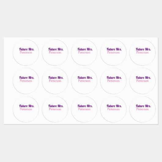 Zukunft Frau hinzufügen namebride Hochzeit Bachelo Etiketten (Blatt)