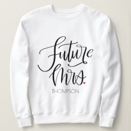Zukunft Frau Modern Calligraphy Red Heart Monogram Sweatshirt