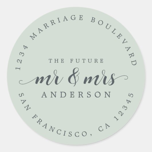 Zukunft Frau Script Pastel Green Rücksendeadresse Runder Aufkleber (Vorderseite)