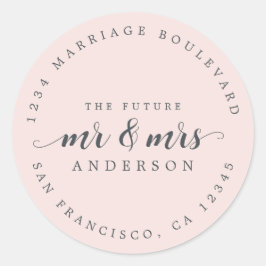 Zukunft Frau Script Pastel Pink Rücksendeadresse Runder Aufkleber