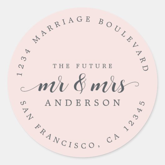 Zukunft Frau Script Pastel Pink Rücksendeadresse Runder Aufkleber (Vorderseite)