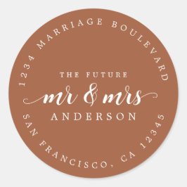 Zukunft Frau Script TerraCotta Rücksendeadresse Runder Aufkleber