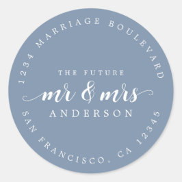 Zukunft Frau Script Vintag Blue Rücksendeadresse Runder Aufkleber