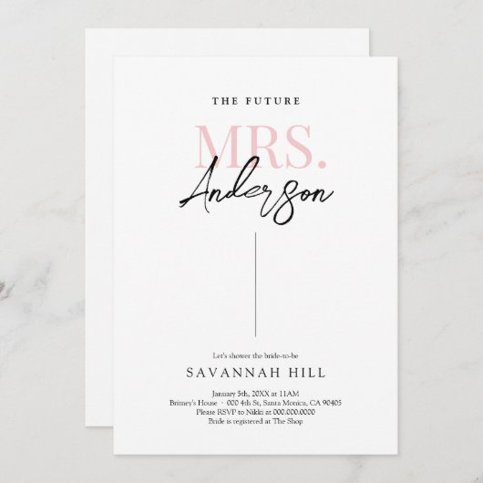 Zukunft Frau Simple Modern Bridal Duwer Einladung (Vorne/Hinten)