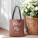 Zukunft Frau Terracotta Bride Brown White Tasche<br><div class="desc">Bride Tote Beutel mit Text Zukunft Frau Terracotta/Burnt Orange/Brown White. Karo unten in unserer Shop-Kollektion für passende Artikel.</div>