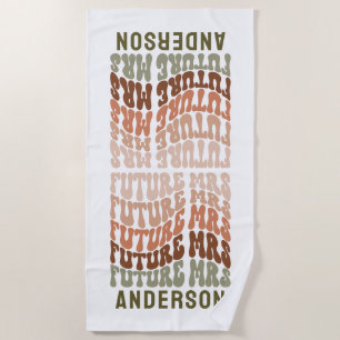 Zukunft Frau Terracotta Salbeigrün Retro 60er Jahr Strandtuch