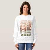 Zukunft Frau Terracotta Salbeigrün Retro 60er Jahr Sweatshirt (Vorne ganz)