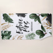 Zukunft Frau Tropical leaf und Typografie Strandtuch (Vorderseite)