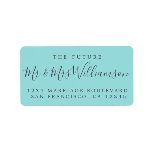 Zukunft Frau Turquoise Wedding Rücksendeadresse Adressaufkleber (Vorne)