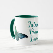 Zukunft, Frieden, Liebe Tasse (Vorderseite Links)