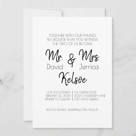 Zukunft Herr & Mrs. Wedding Einladung (Vorderseite)