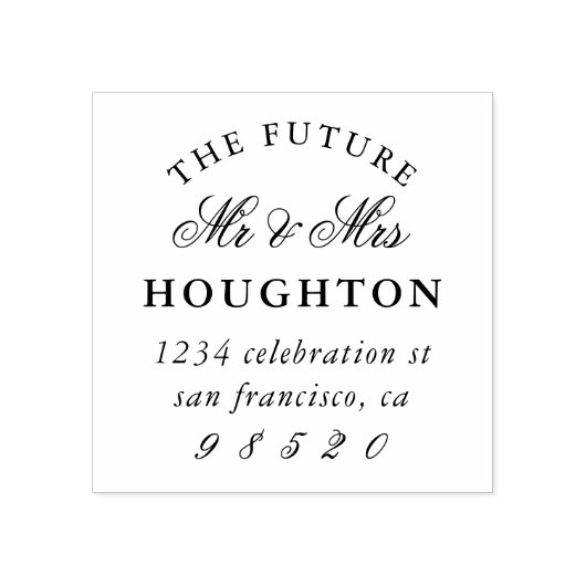 Zukunft Herr & Mrs. Wedding Rücksendeadresse Gummistempel (Prägung)