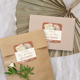 Zukunft Herr und Frau Terracotta Wedding Envelope Quadratischer Aufkleber