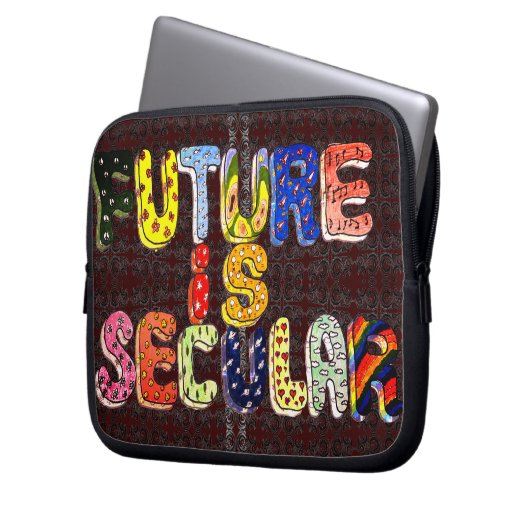 ZUKUNFT IST SEKULÄRE Regenbogenfarben Retro Laptopschutzhülle (Vorderseite Links)