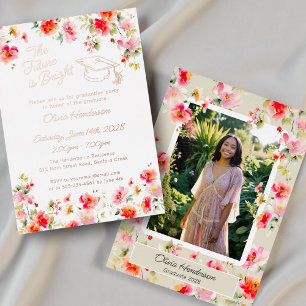 Zukunft ist strahlend Pink Orange Floral Abschluss Folieneinladung
